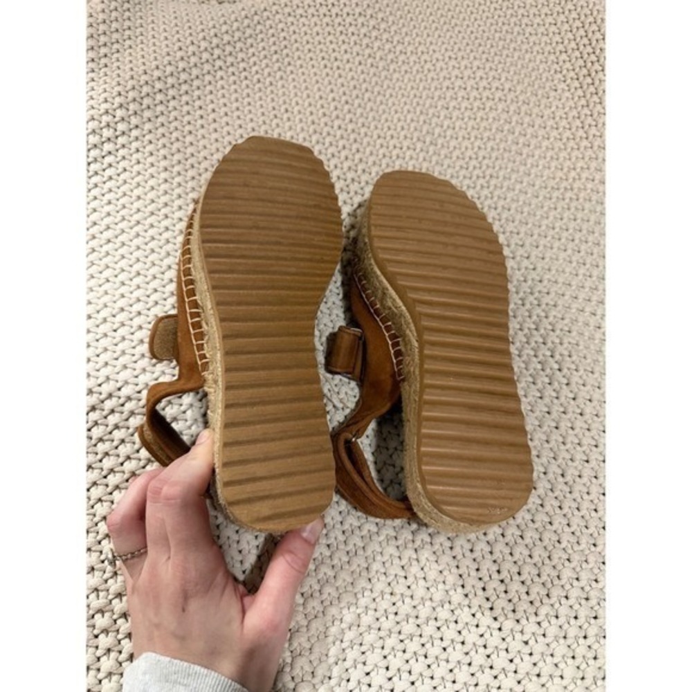 Reformation Trinity Sport Espadrille Platform Sandals Brown Suede Straps Read - Picture 4 of 5